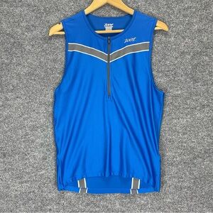 Zoot Cycling Jersey Top Women’s XL Blue Sleeveless Half Zip Athletic Tank